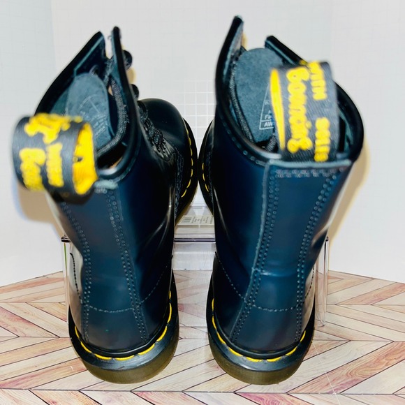 Dr Martens 1460 Blu Marin Navy Blue Smooth Leather Mens 4 Wmns 5 Boots Lace Up - Picture 5 of 16